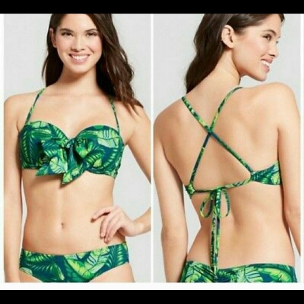 Shade & Shore palm leaf green bikini top 34C